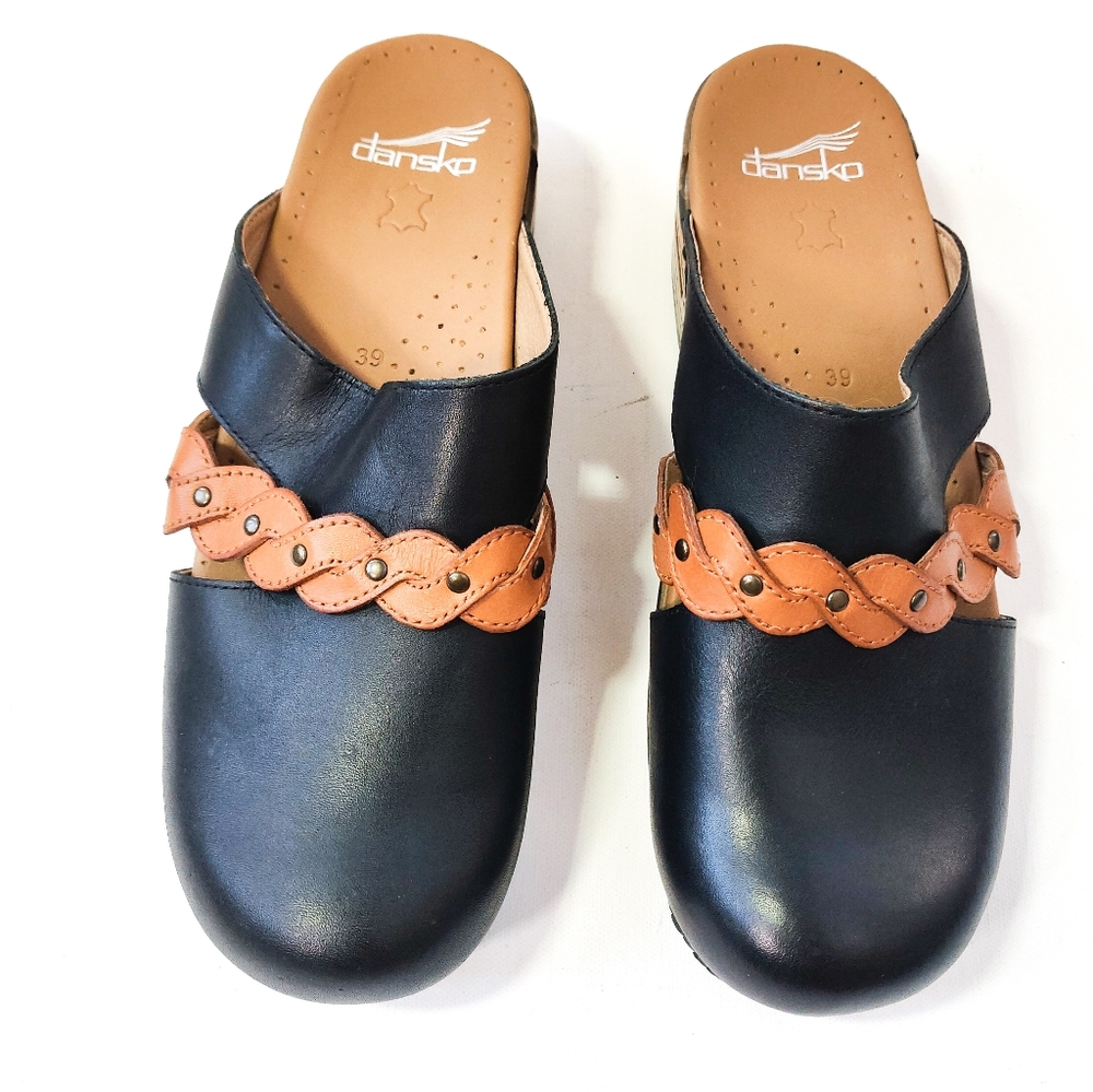 Dankso Sherise Clog Mule Black with Brown Shoe Size 39 / 8.5 - 9